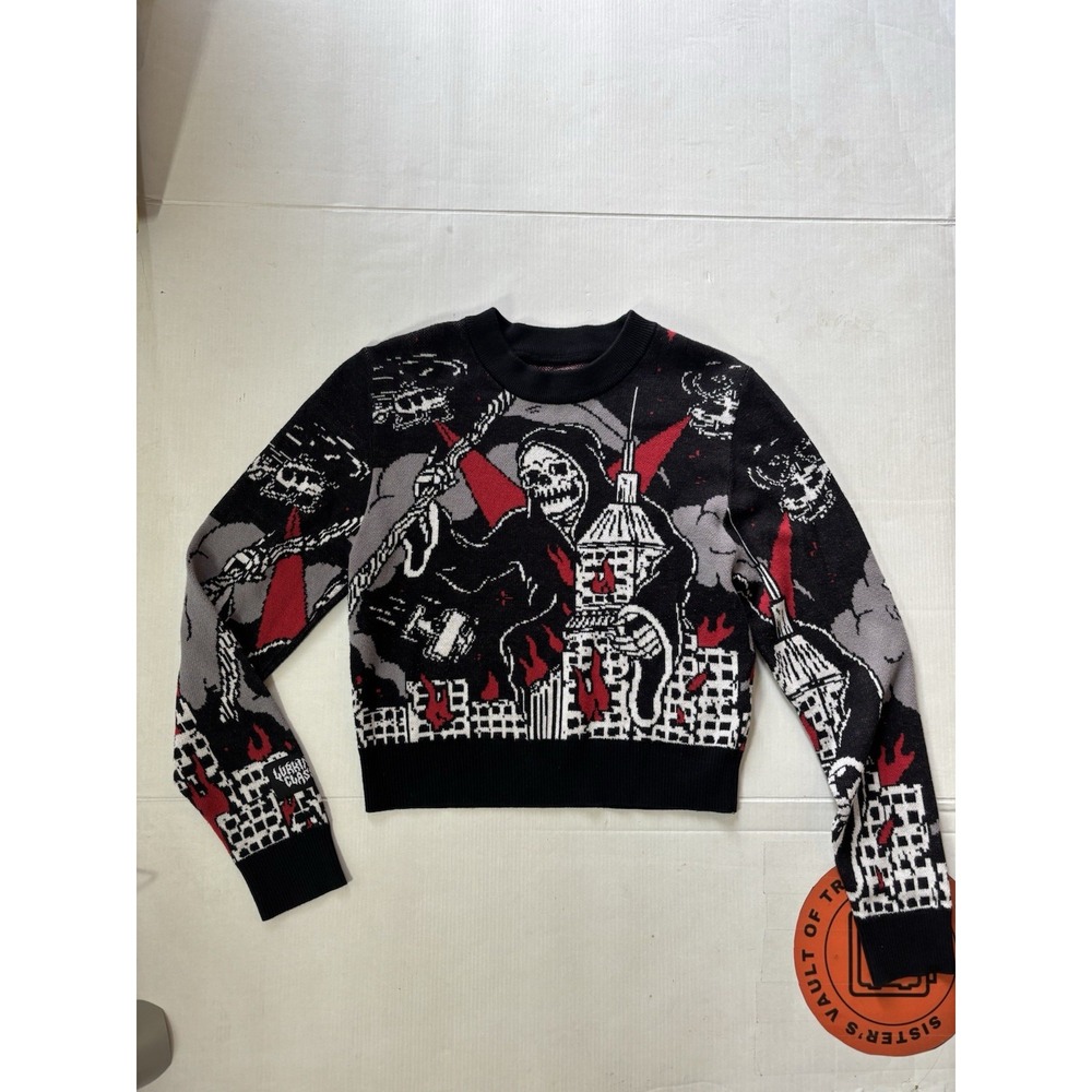 Destroy Sweater Lurking Class by Sketchy Tank Grim Reaper Goth Sz M Sweater Wmn